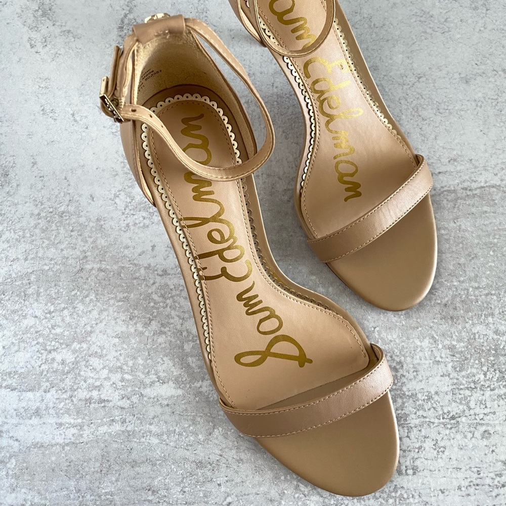 Sam Edelman - Patti Ankle Strap Sandal - Size 9W / 39 - Nude Beige - New No Box